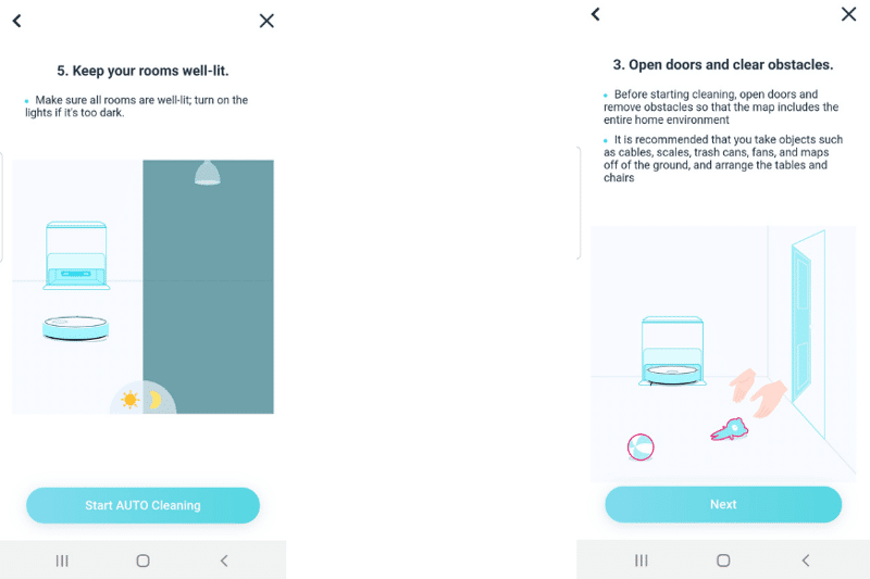Полезные подсказки для создания карты отображаются в приложении Yeedi App